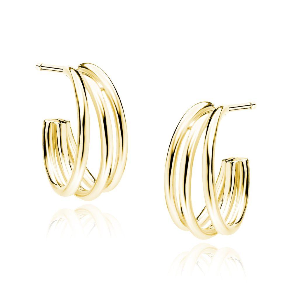 triple hoop earrings silver gold plated Triple Hoop Earrings - Gold Plated - ασήμι 925