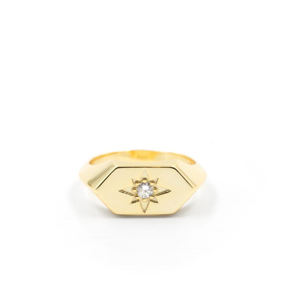 ellie signet silver ringgold plated Ellie Signet Ring - Gold Plated - ασήμι 925