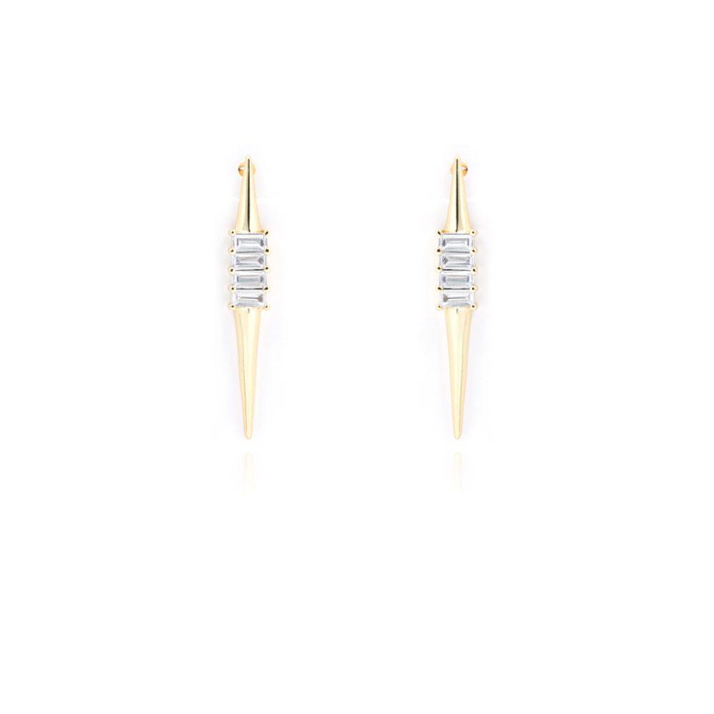 line drop earrings gold plated Line Drop Earrings - Gold Plated - ασήμι 925