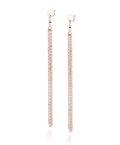 Circle Long Chain Earrings–Rose Gold Plated Ασημένια κοσμήματα cutiecute.gr επιχρυσωμένα, ροζ χρυσό, χρυσό, ασήμι 925 - ασήμι 925