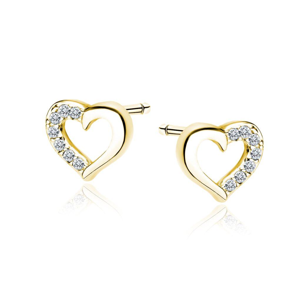 Elevated Heart Stud Earrings – Gold Plated Σκουλαρίκια Καρφωτά Elevated Heart Κίτρινο Επιχρυσωμένο Ασήμι 925 - ασήμι 925