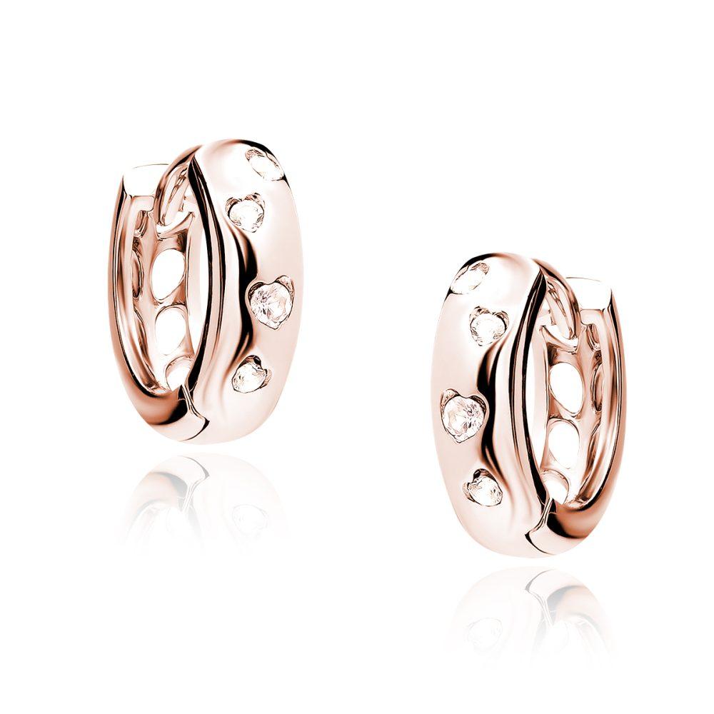 Little Huggie Earrings–Rose Gold Plated Σκουλαρίκια Κρικάκια Little Ροζ Επιχρυσωμένο Ασήμι 925 - ασήμι 925