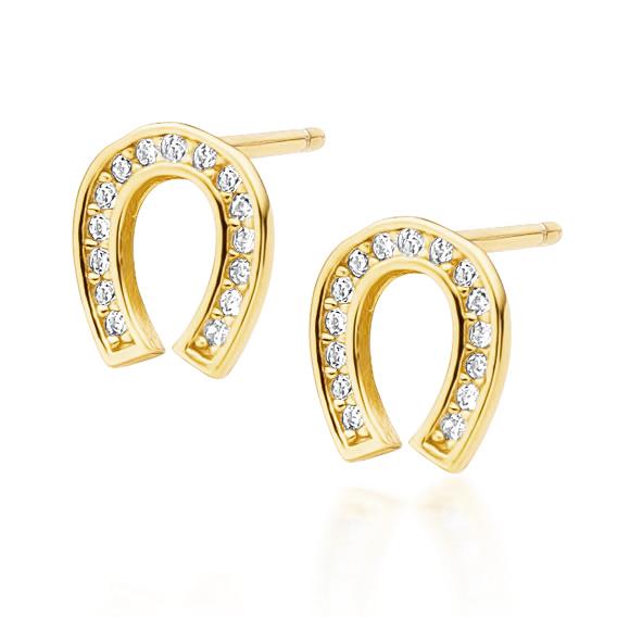 Lucky Horseshoe Stud Earrings–Gold Plated Lucky Horseshoe Stud Earrings – Gold Plated - ασήμι 925