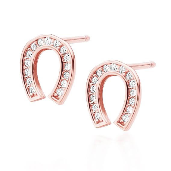 Lucky Horseshoe Stud Earrings–Rose Gold Plated Lucky Horseshoe Stud Earrings – Rose Gold Plated - ασήμι 925