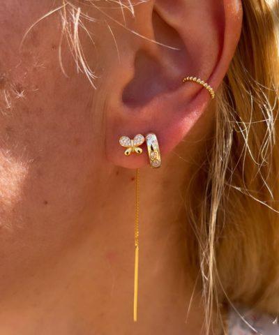 butterfly threader earrings–gold plated 1 Ασημένια Kοσμήματα Cutie Cute - ασήμι 925