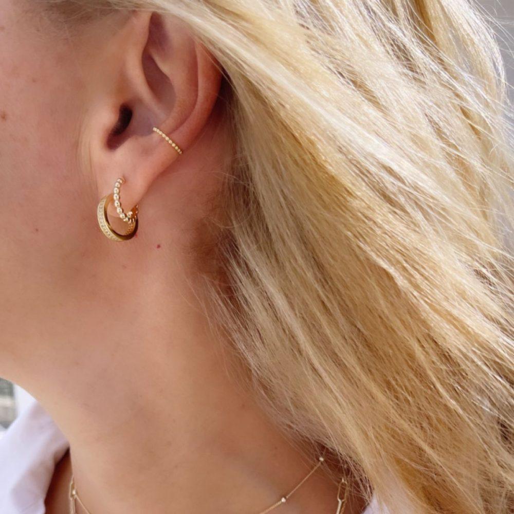 1 Mini Balls Hoop Earrings – Gold Plated - ασήμι 925