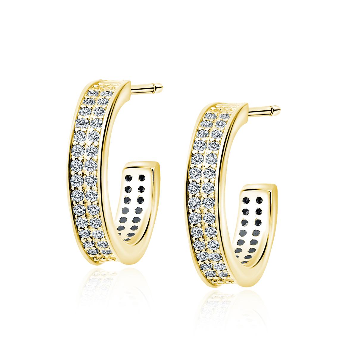 Glam Hoop Earrings–Gold Plated 1 Σκουλαρίκια Κρικάκια Glam Κίτρινο Επιχρυσωμένο Ασήμι 925 - ασήμι 925