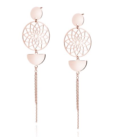 Spiritual Long Chain Earrings–Rose Gold Plated Ασημένια κοσμήματα Cutiecutejewelry - ασήμι 925