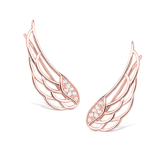 angel wing ear climber earrings rose gold plated Σκουλαρίκια Climber Angel Wing Ροζ Επιχρυσωμένο Ασήμι 925 - ασήμι 925