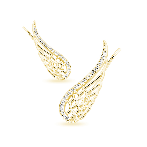 glow angel wing ear climber earrings–gold plated Glow Angel Wing Ear Climber Earrings – Gold Plated - ασήμι 925