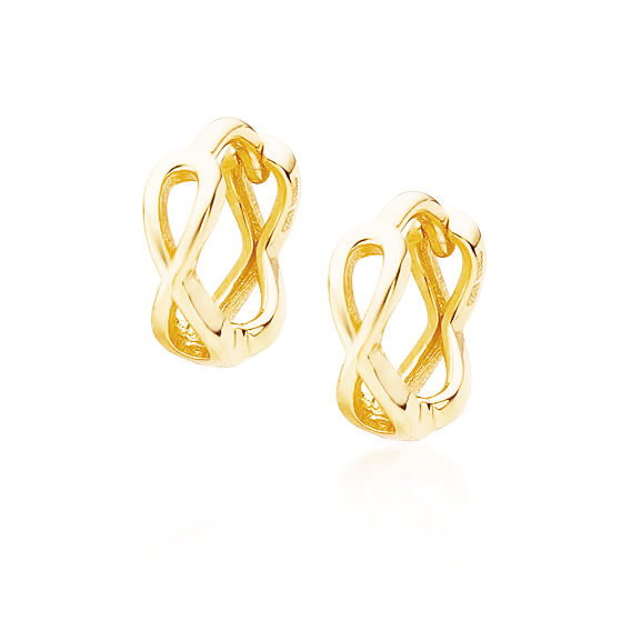 mini infinity huggie earrings gold plated Σκουλαρίκια Κρικάκια Mini Infinity Κίτρινο Επιχρυσωμένο Ασήμι 925 - ασήμι 925