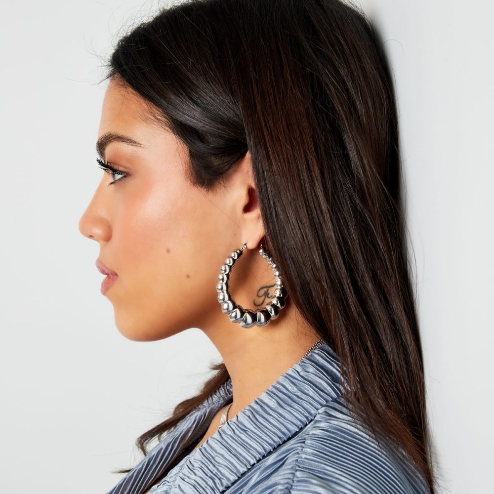 earrings stainless steel woman2 Bubble Hoop Earrings - Stainless Steel - ασήμι 925