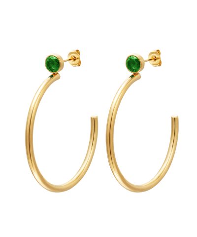 green-touch-hoop-earrings-stainless-steel