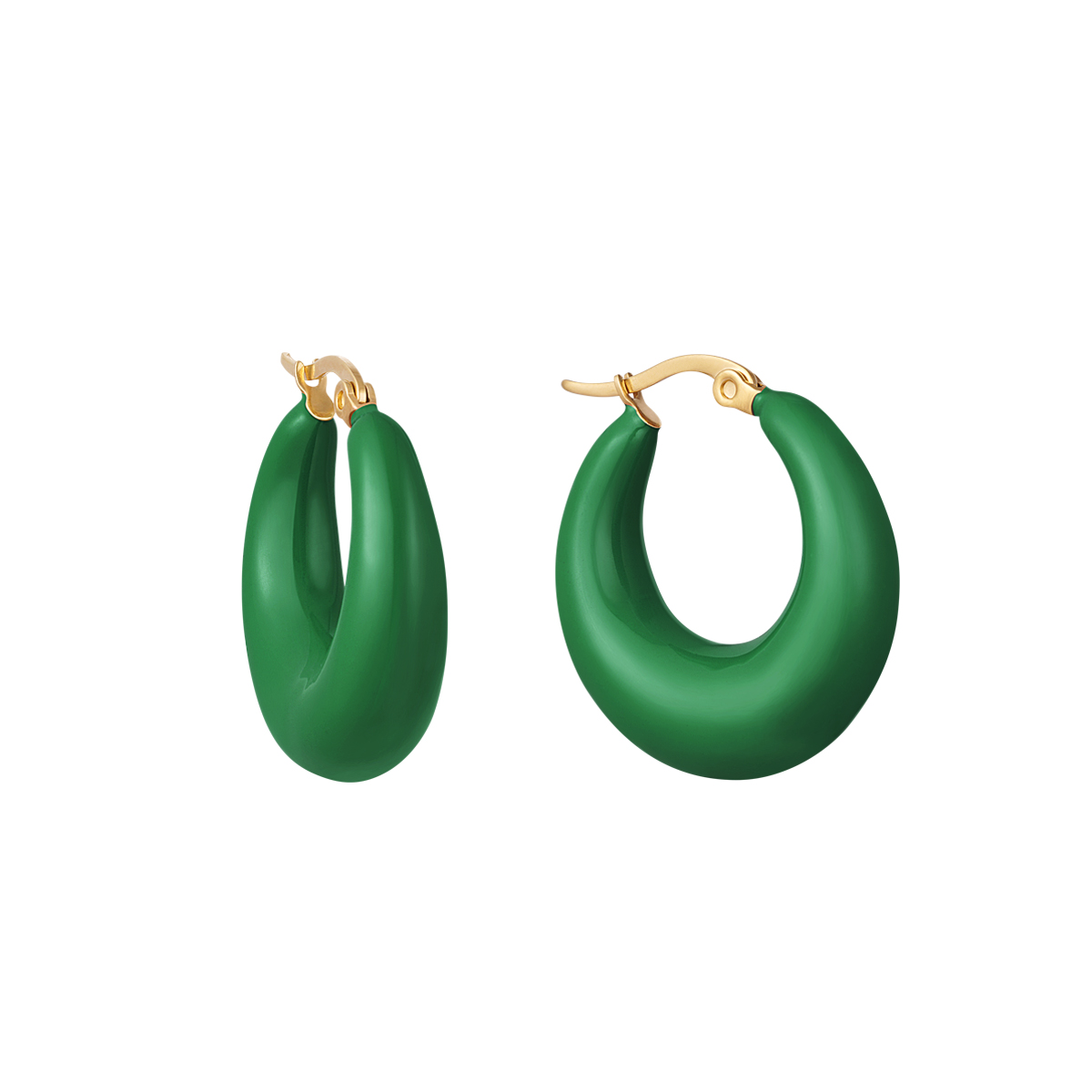 green-tube-hoop-earrings-stainless-steel