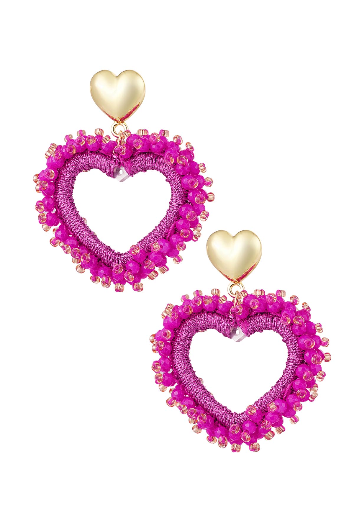 fuchsia heart earrings Fuchsia Heart Earrings - ασήμι 925