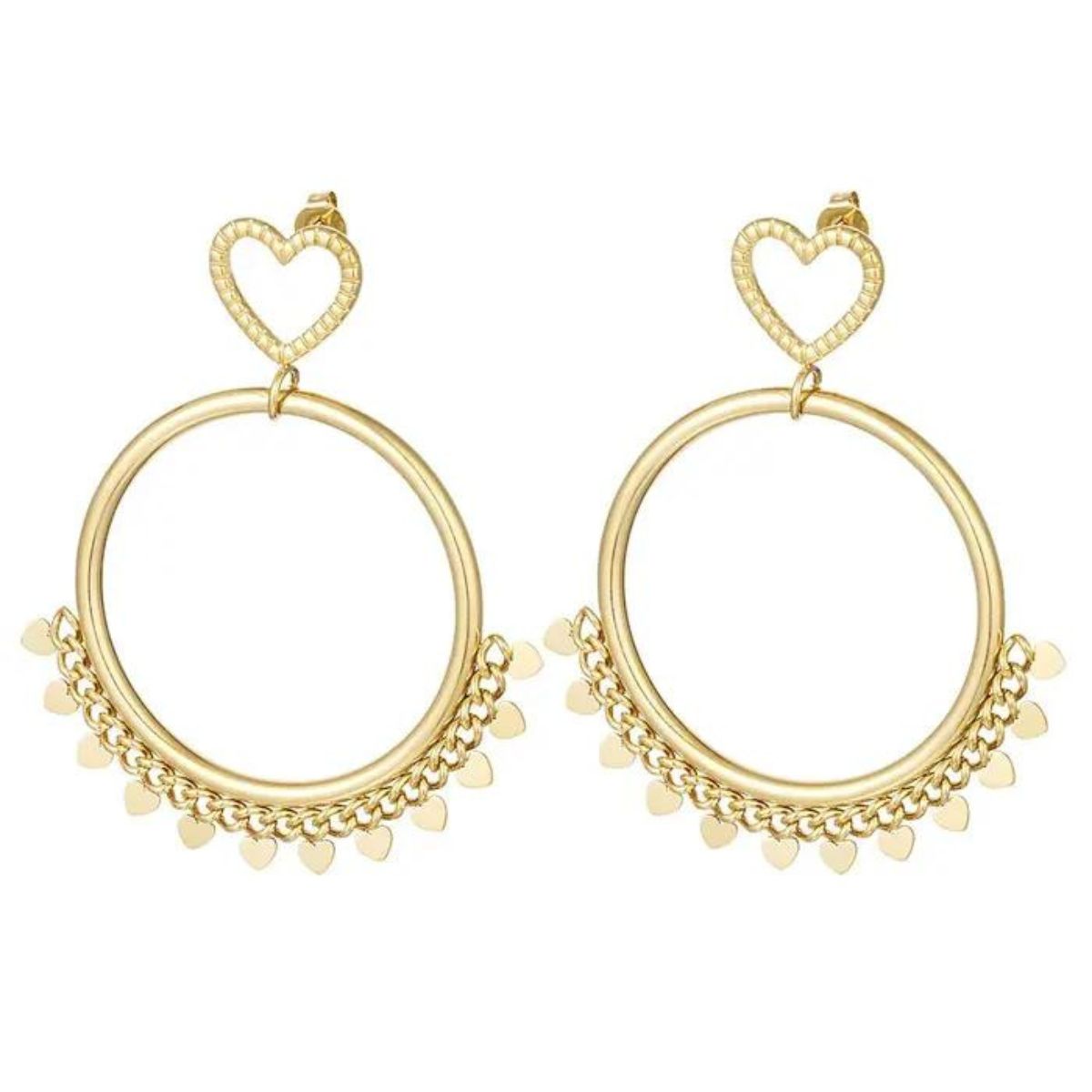 1 4 Boho Love Stud Earrings - Stainless Steel - ασήμι 925