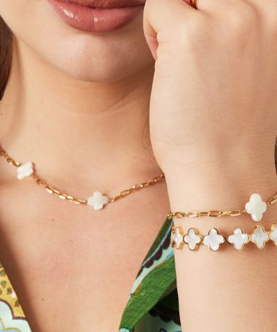 sea-shell-clover--bracelet-stainless-steel-woman