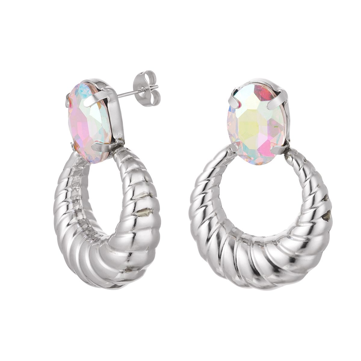 Twisstud-earrings-with-stone-stainless-steel